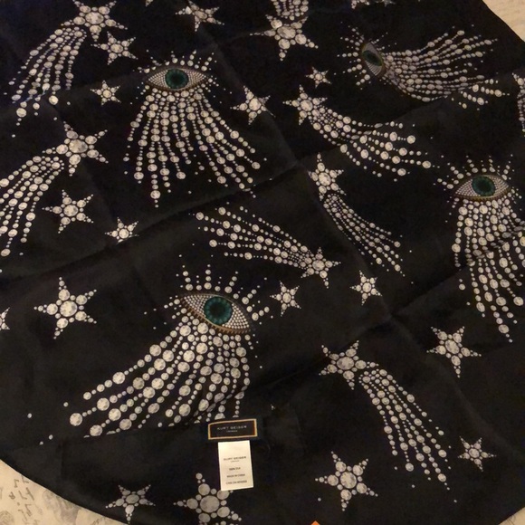 Kurt Geiger Black Evil Eye & Celestial 100% Silk Square Bandana Scarf NWT - Picture 9 of 16